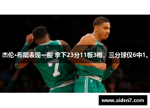 杰伦·布朗表现一般 拿下23分11板3帽，三分球仅6中1。